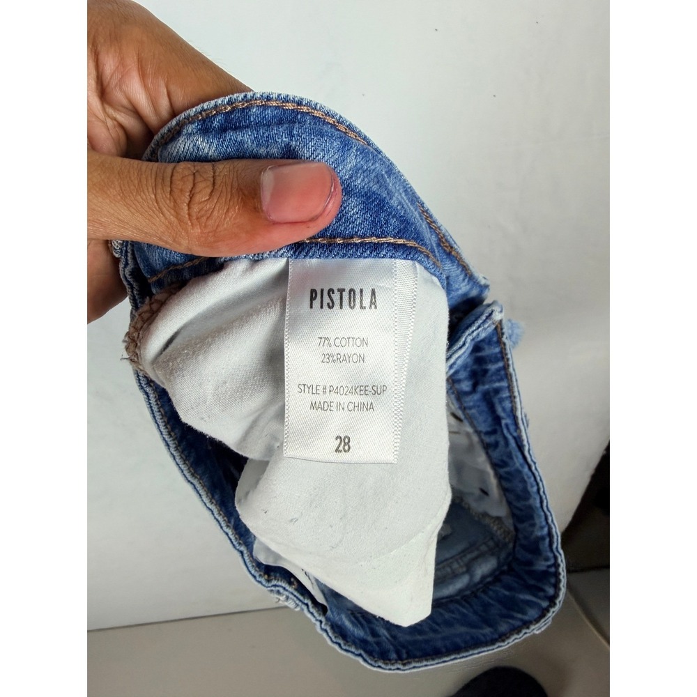 2/$30 Pistola Blue Distressed Frayed Raw Hem Denim Jean Shorts 28 - Picture 6 of 7